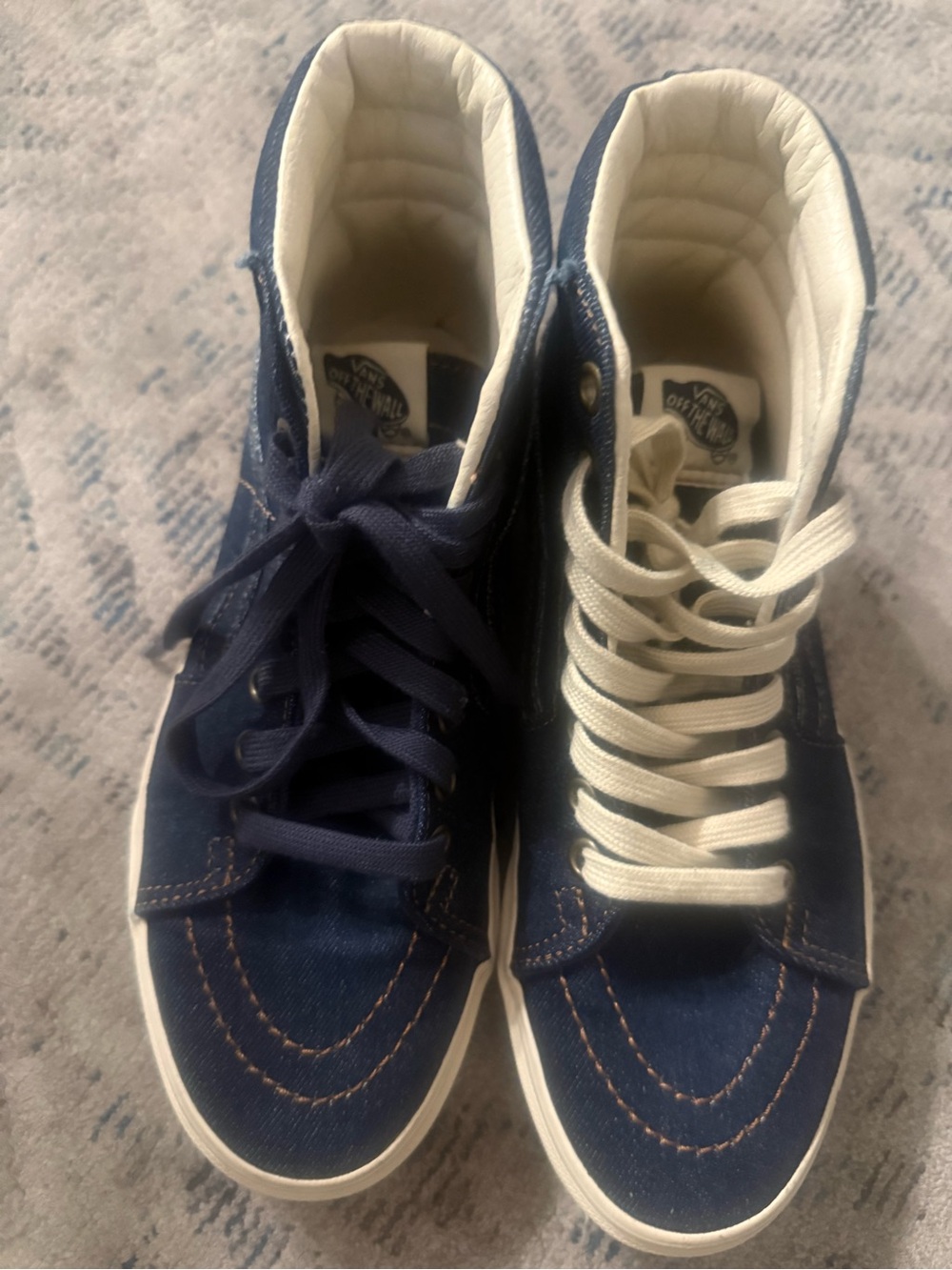 Vans Navy Canvas High-Top Sneakers with White Soles